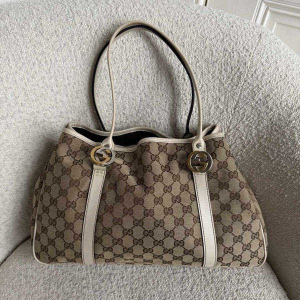 Gucci GG White Twins Tote Bag