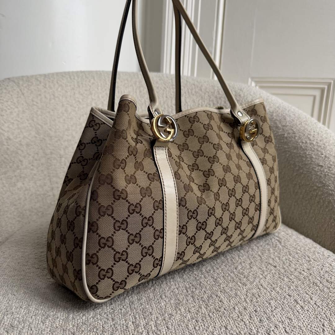 Gucci GG White Twins Tote Bag