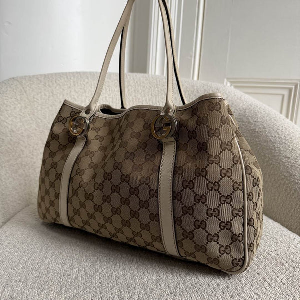 Gucci GG White Twins Tote Bag