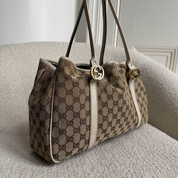 Gucci GG White Twins Tote Bag