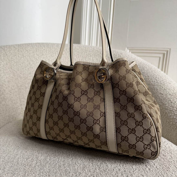 Gucci GG White Twins Tote Bag