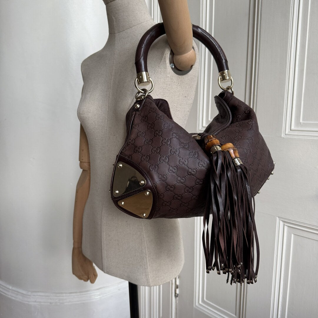 Gucci Indy Guccissima Brown Leather Shoulder Bag