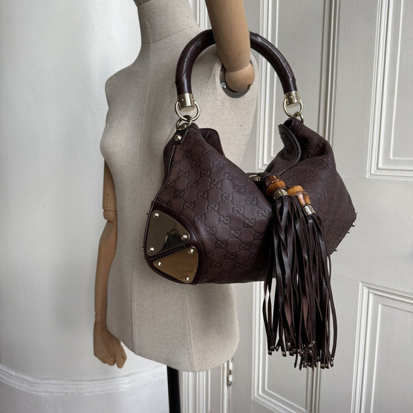 Gucci Indy Guccissima Brown Leather Shoulder Bag