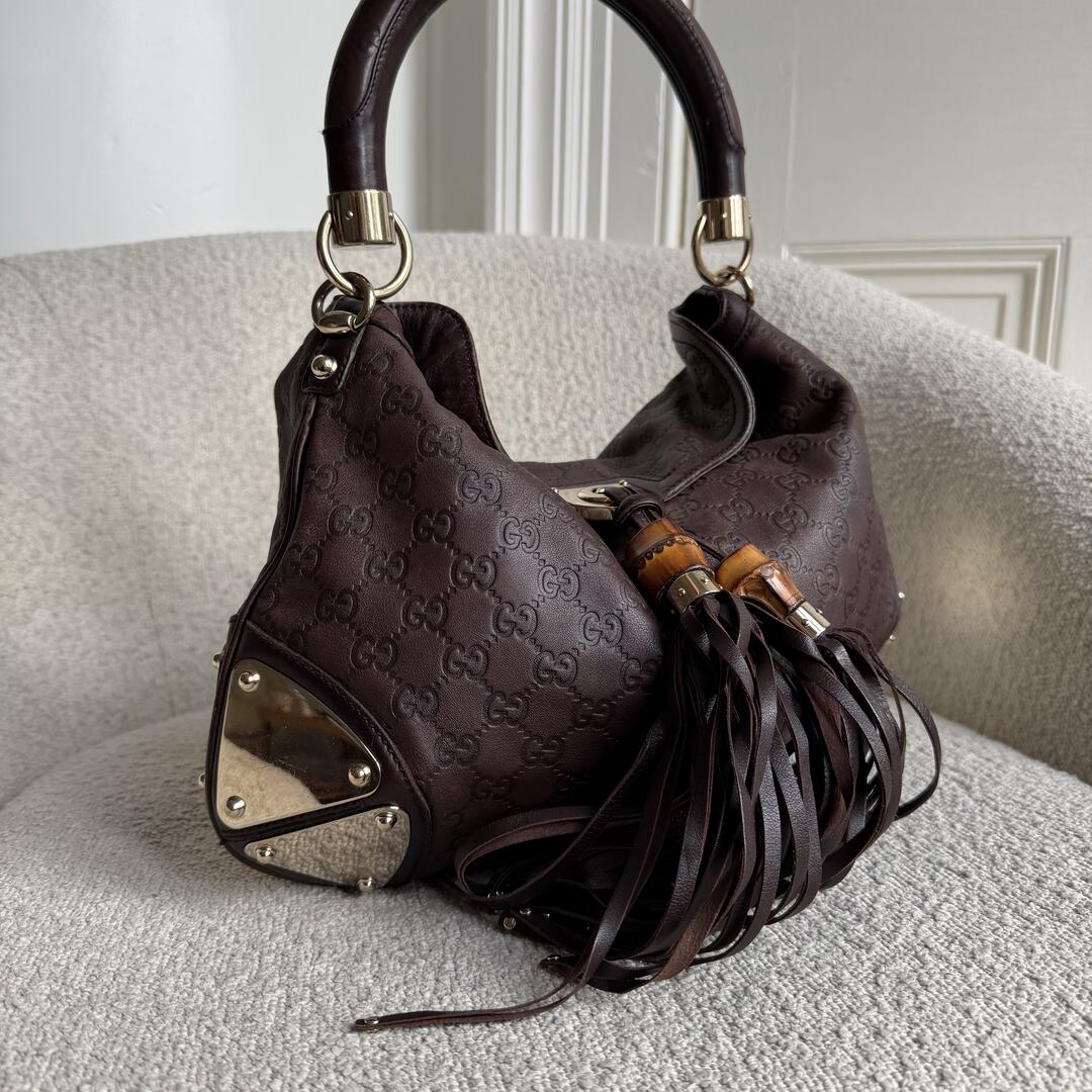 Gucci Indy Guccissima Brown Leather Shoulder Bag