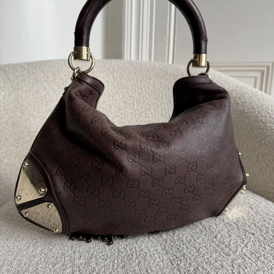 Gucci Indy Guccissima Brown Leather Shoulder Bag