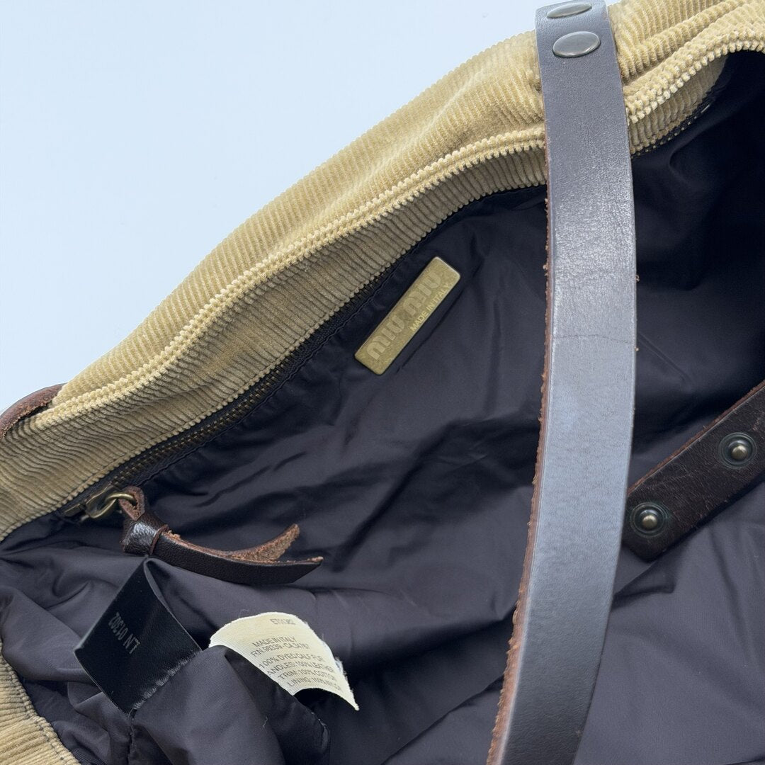 Archive Miu Miu Cow Print Corduroy Shoulder Bag