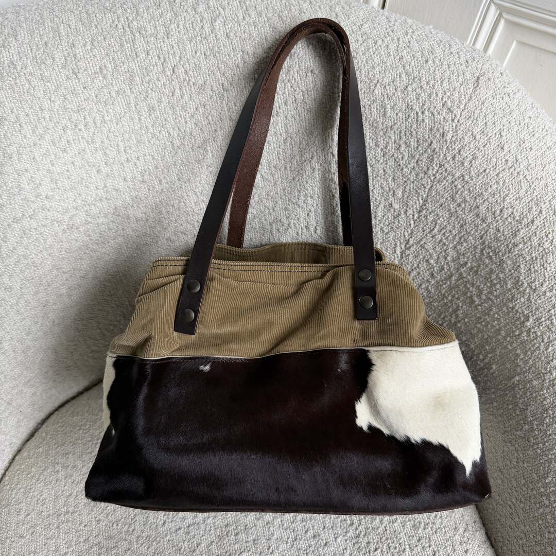 Archive Miu Miu Cow Print Corduroy Shoulder Bag