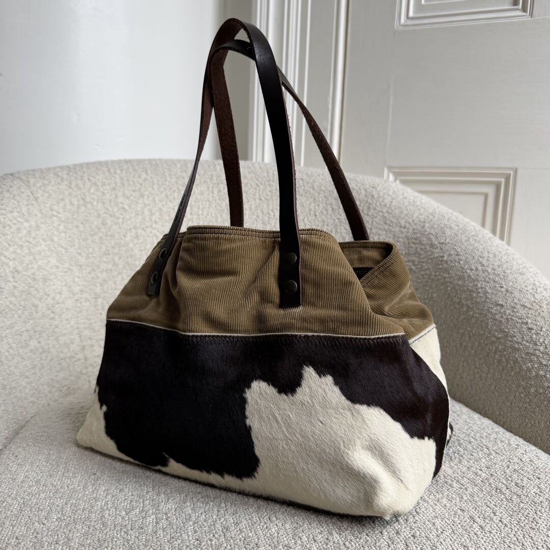 Archive Miu Miu Cow Print Corduroy Shoulder Bag