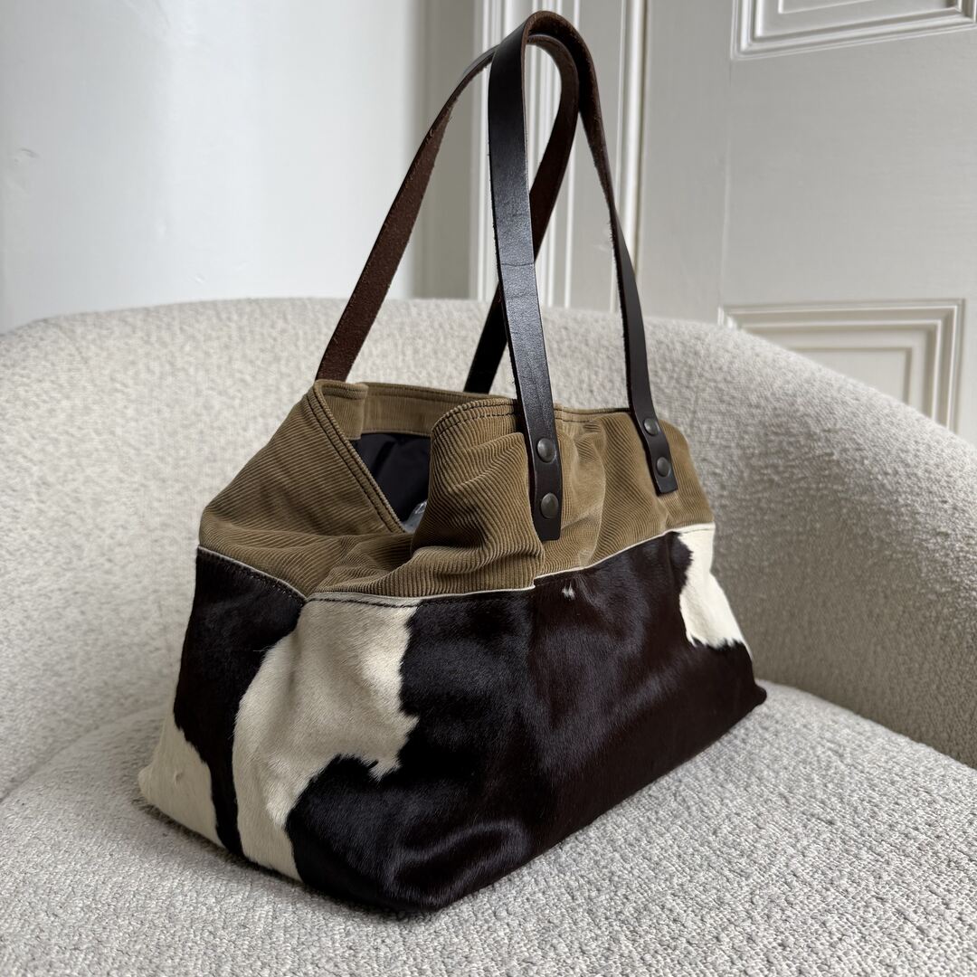 Archive Miu Miu Cow Print Corduroy Shoulder Bag