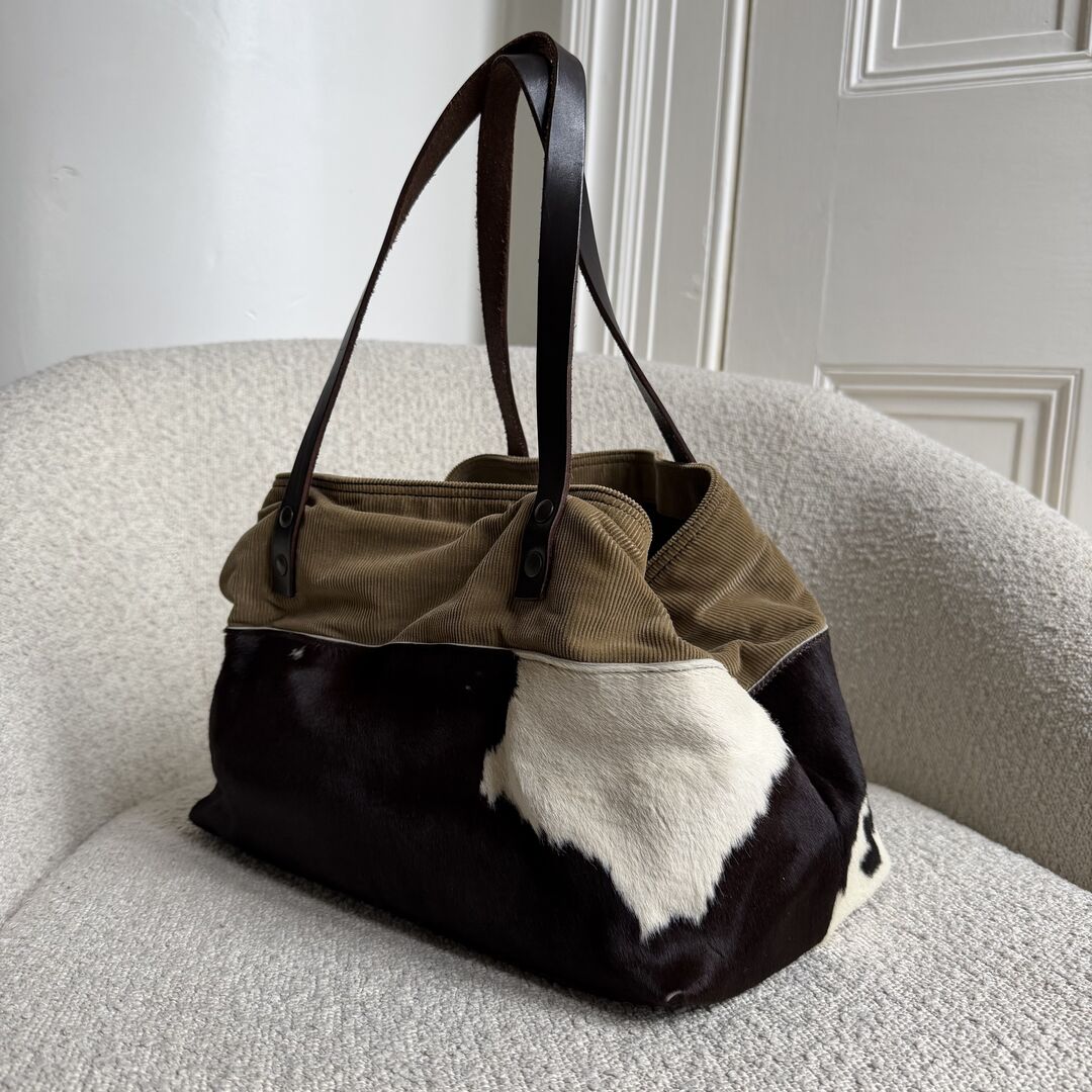 Archive Miu Miu Cow Print Corduroy Shoulder Bag