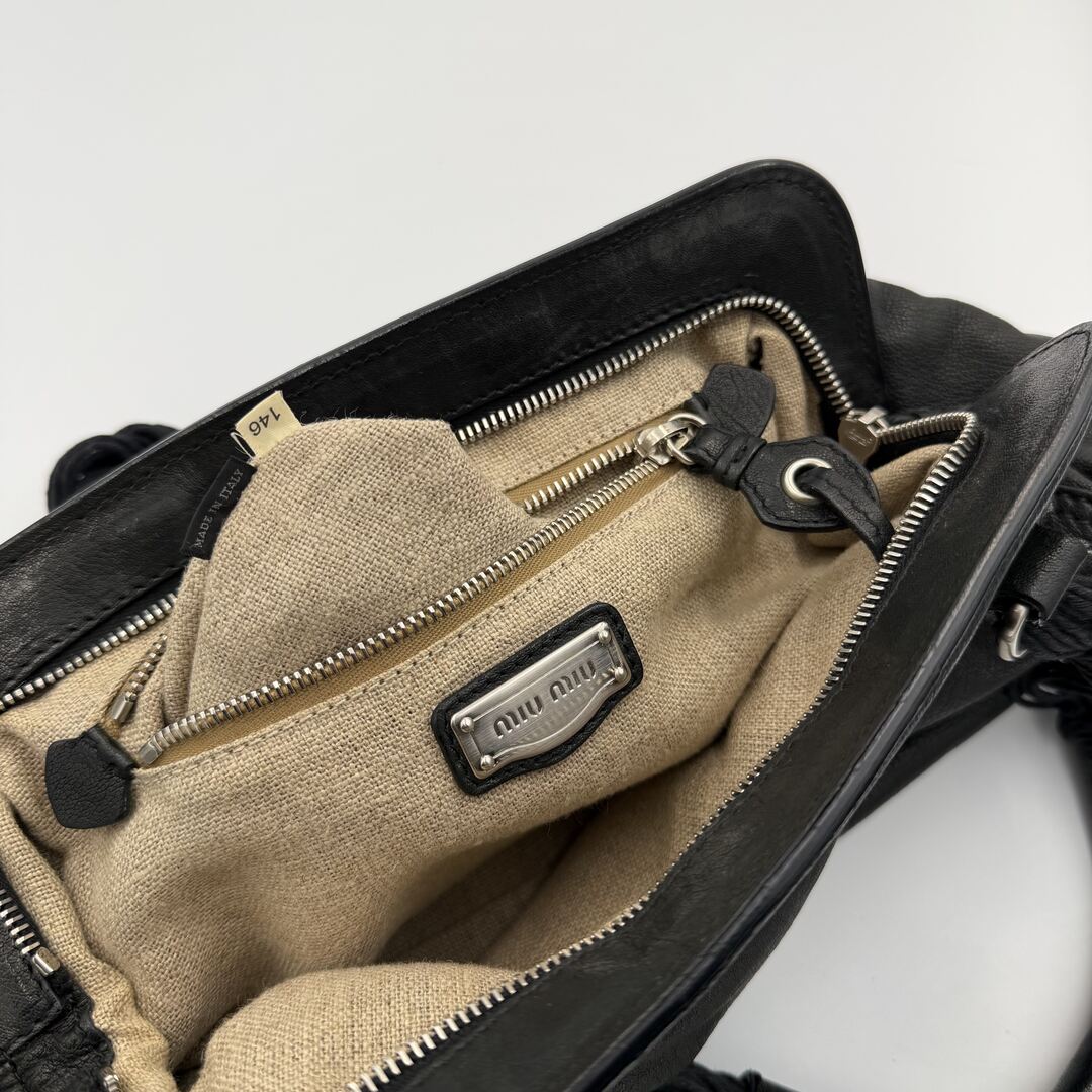 Miu Miu Vitello Leather Black Shoulder Bag