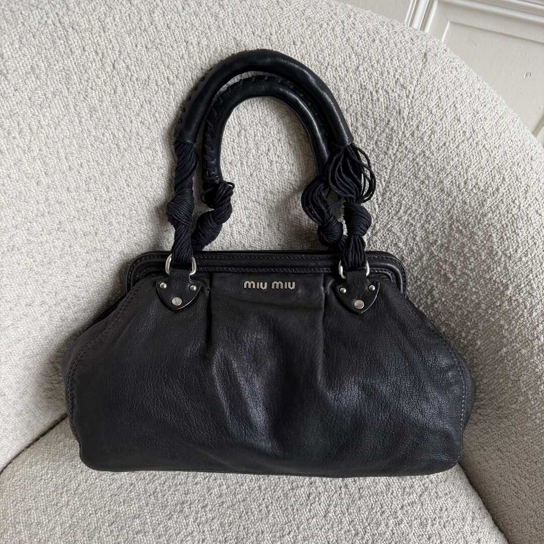 Miu Miu Vitello Leather Black Shoulder Bag