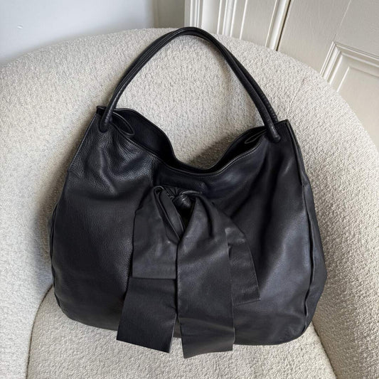 Miu Miu Large Bow Black Leather Shoulder Bag