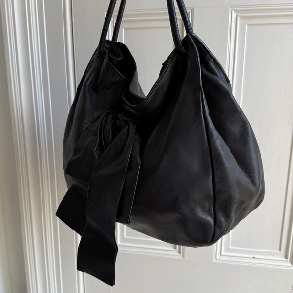 Miu Miu Large Bow Black Leather Shoulder Bag