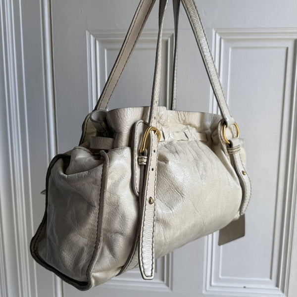 Miu Miu Vitello Leather White Tote Bag