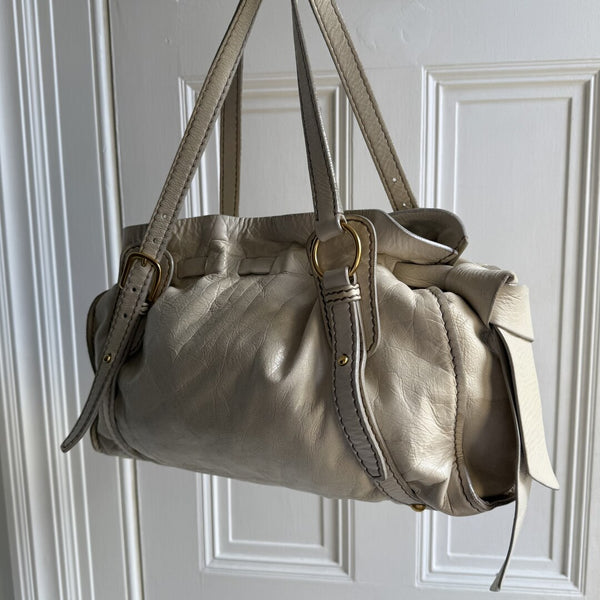 Miu Miu Vitello Leather White Tote Bag