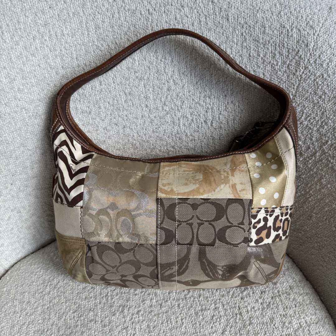 Coach Signature Cheetah Patchwork Hobo Shoulder Bag