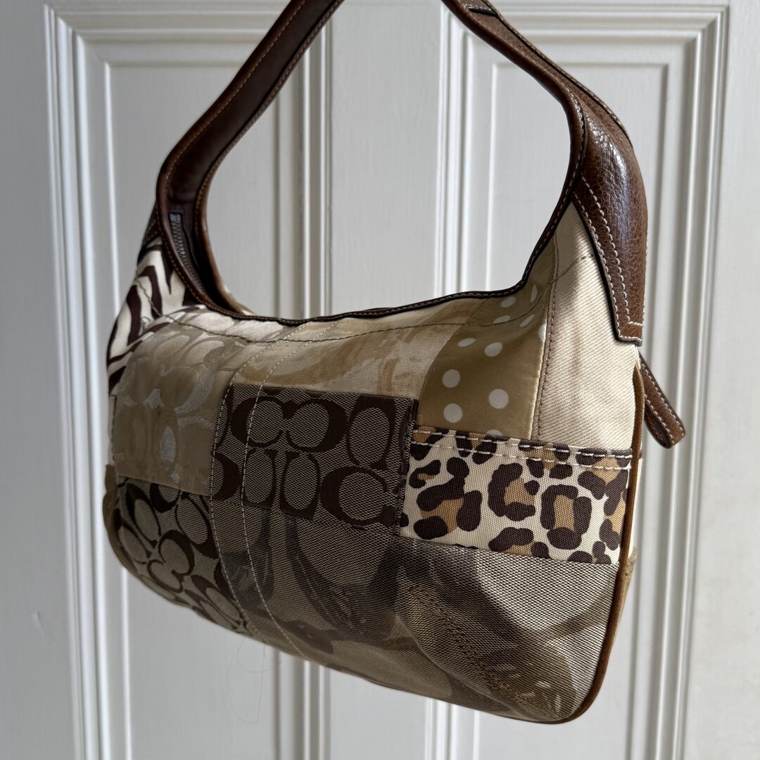 Coach Signature Cheetah Patchwork Hobo Shoulder Bag