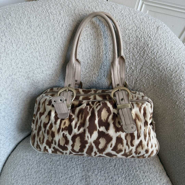 Dior St Tropez Leopard Print Shoulder Bag