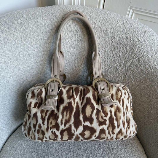Dior St Tropez Leopard Print Shoulder Bag