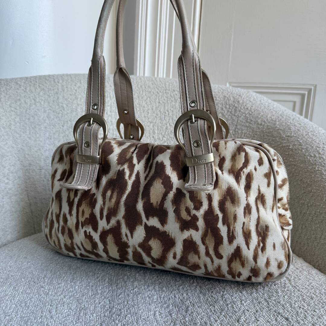 Dior St Tropez Leopard Print Shoulder Bag