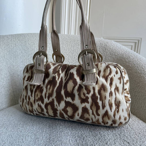 Dior St Tropez Leopard Print Shoulder Bag