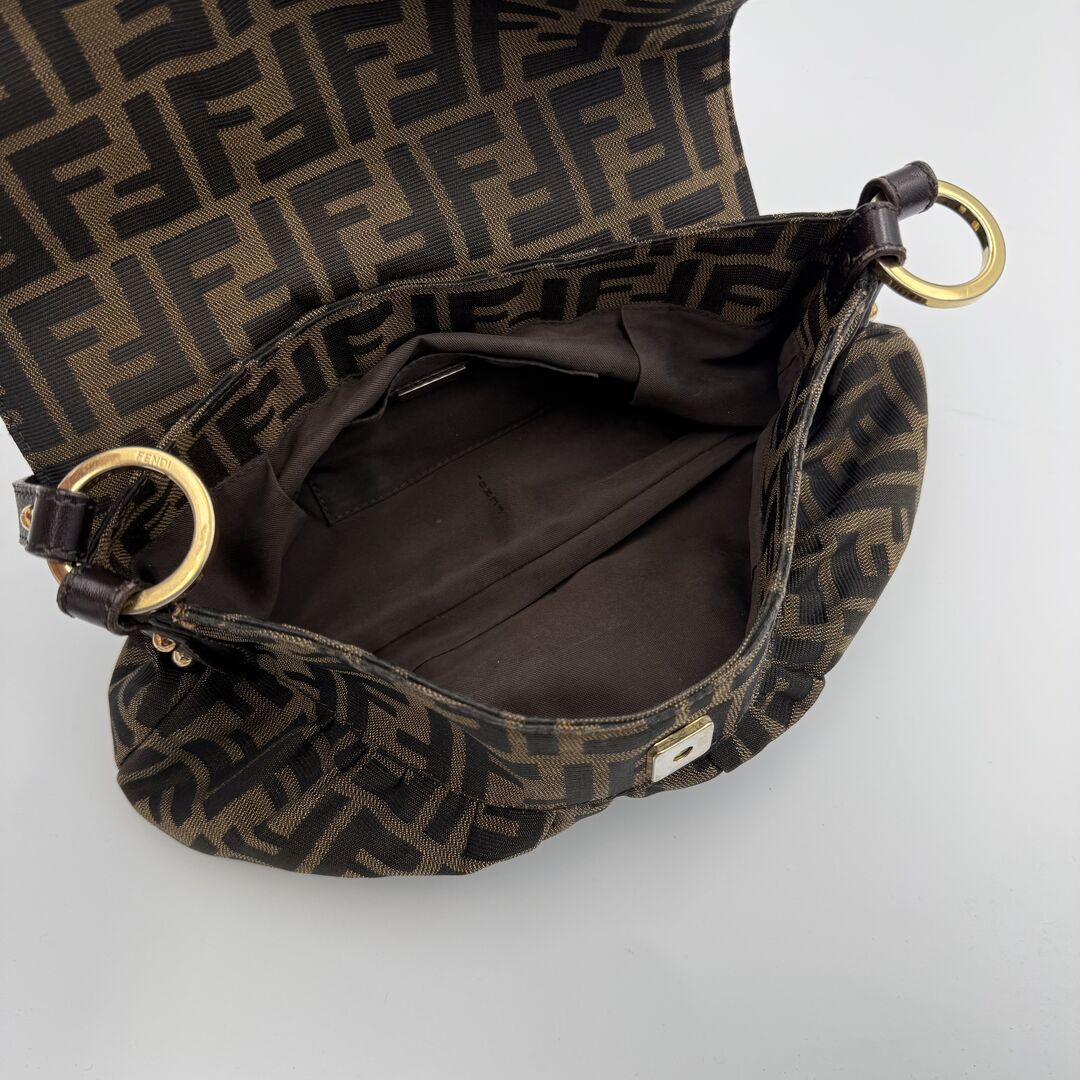 Fendi Zucca Brown Flap Shoulder Bag