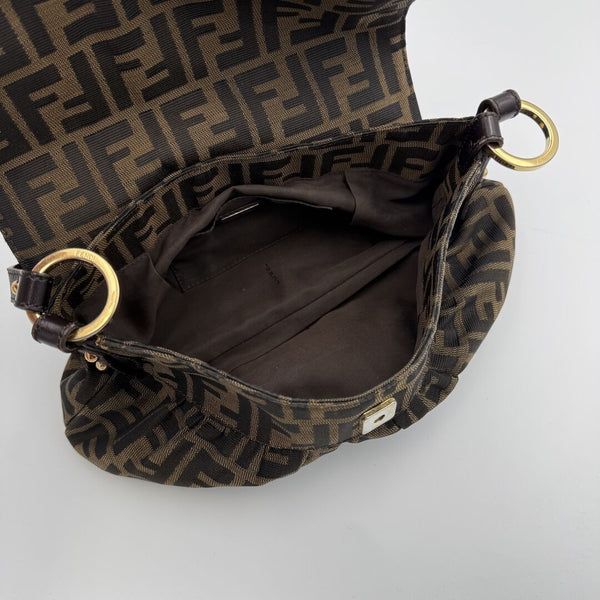 Fendi Zucca Brown Flap Shoulder Bag
