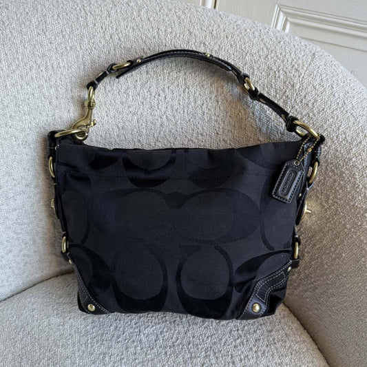 Coach Signature Studded Black Shoulder Bag