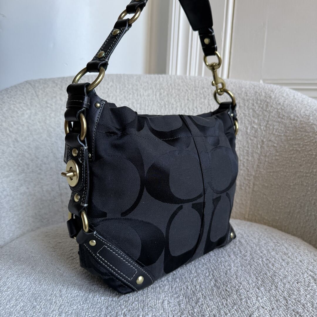 Coach Signature Studded Black Shoulder Bag