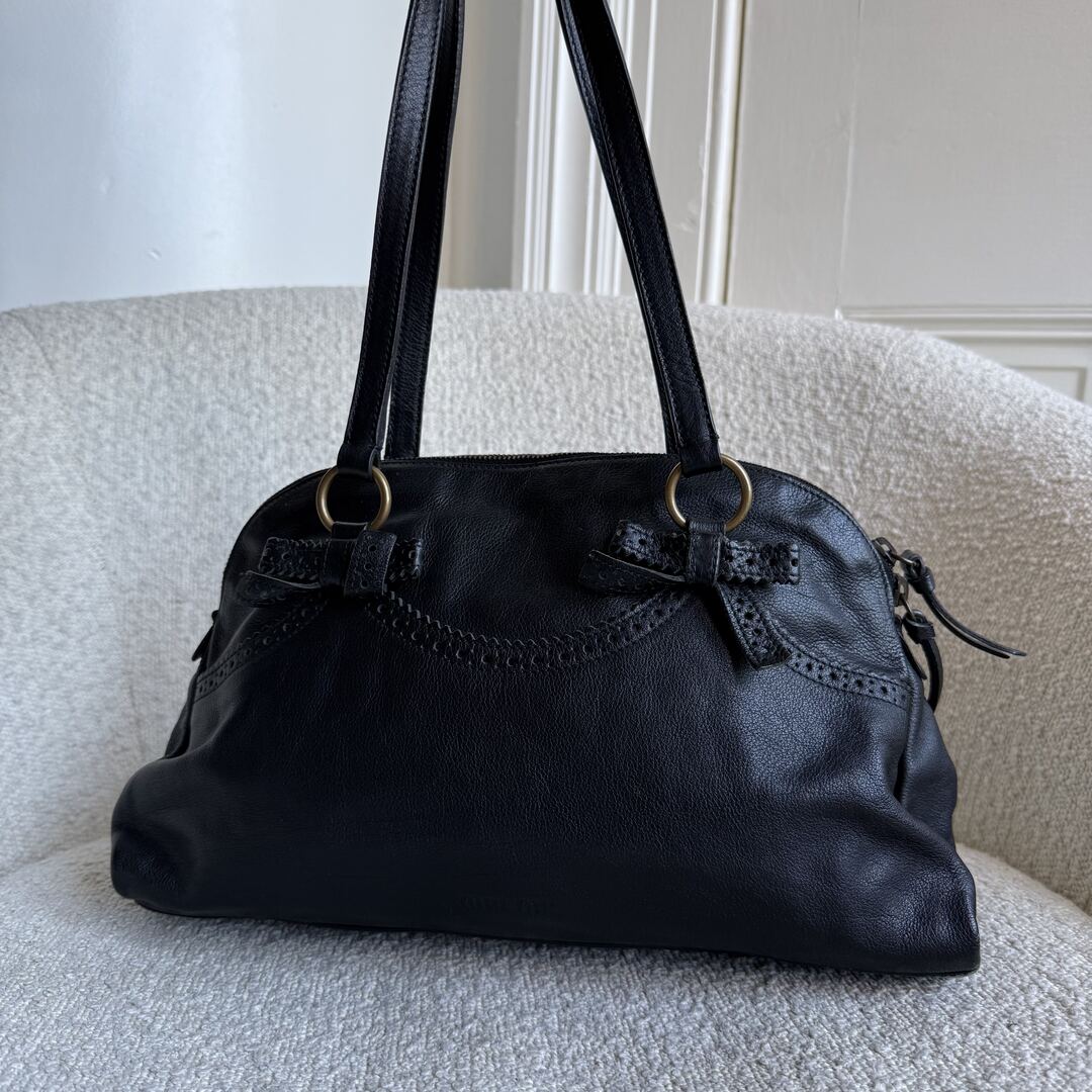 Archive Miu Miu Bow Leather Black Shoulder Bag