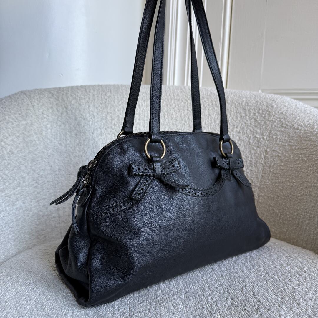 Archive Miu Miu Bow Leather Black Shoulder Bag