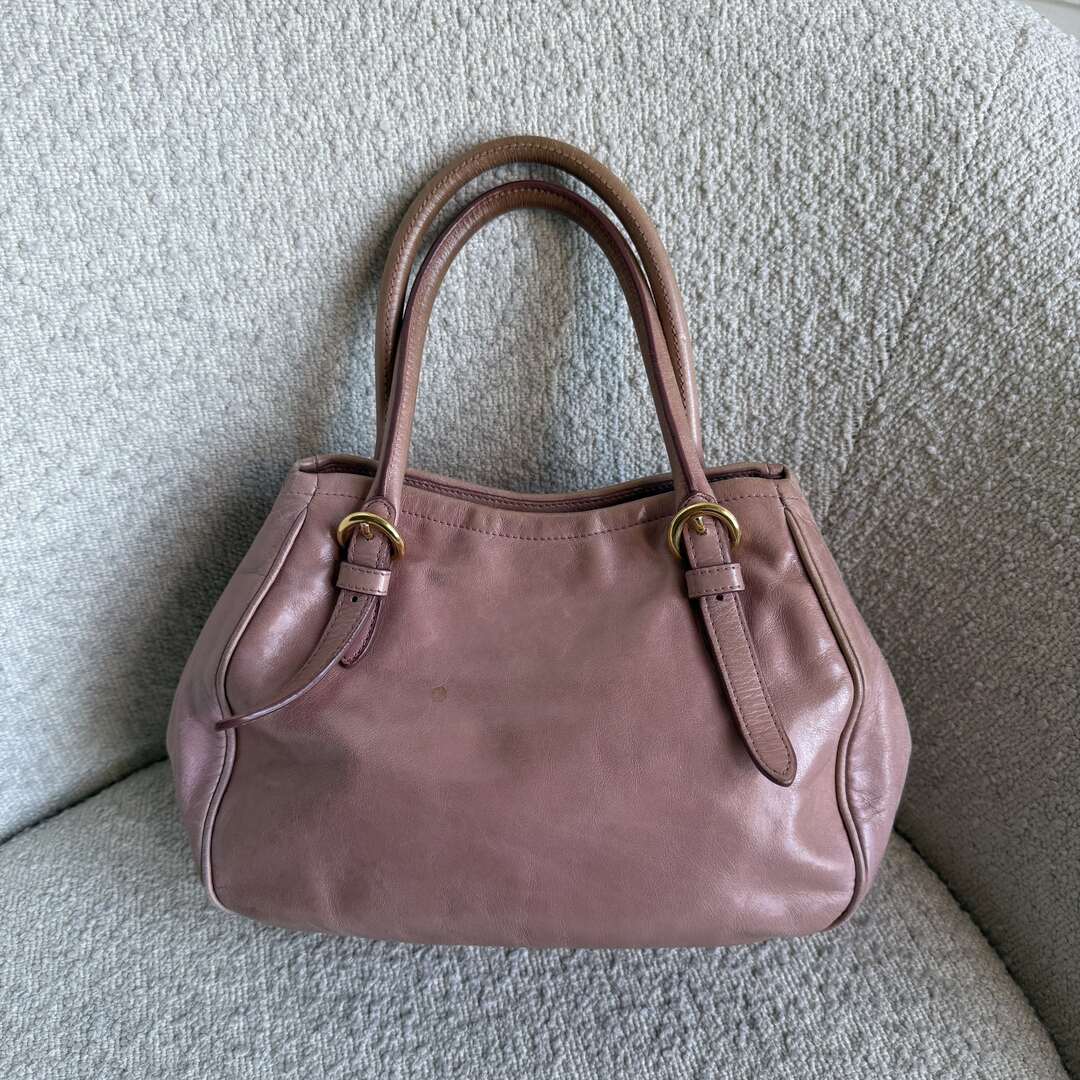 Miu Miu Vitello Bow Baby Pink Leather Handbag