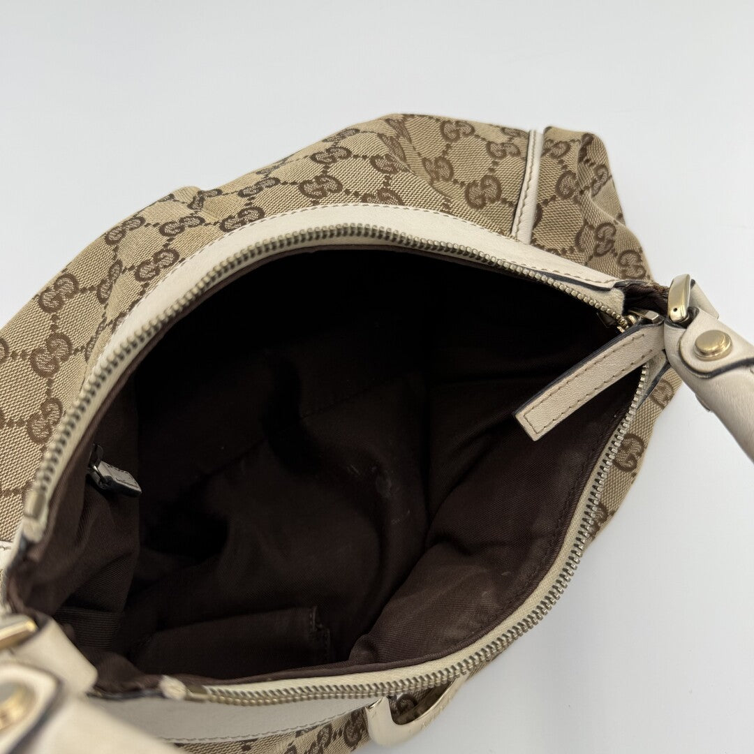 Gucci GG Canvas Abbey White Shoulder Bag