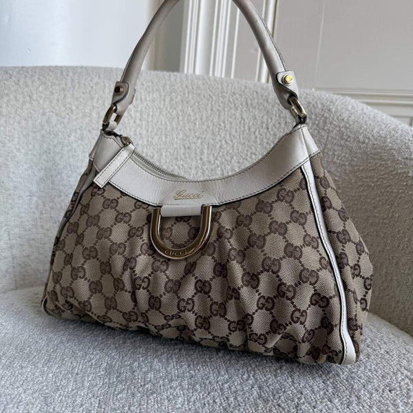Gucci GG Canvas Abbey White Shoulder Bag