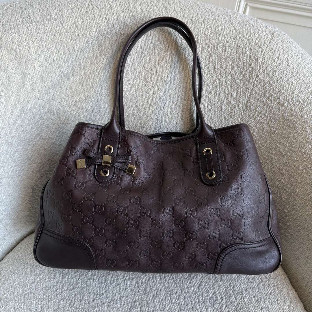 Gucci Guccissima Princy Brown Leather Tote Bag