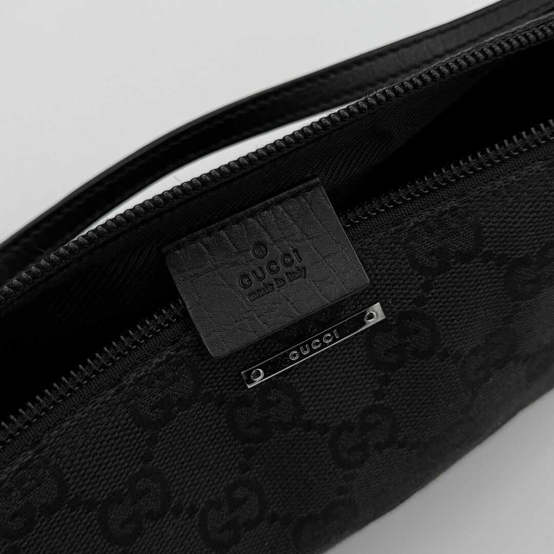 Gucci GG Monogram Black Boat Pochette Handbag