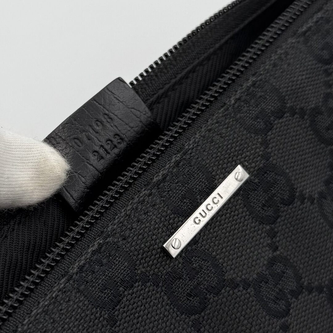 Gucci GG Monogram Black Boat Pochette Handbag