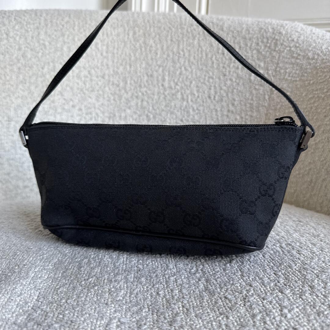 Gucci GG Monogram Black Boat Pochette Handbag