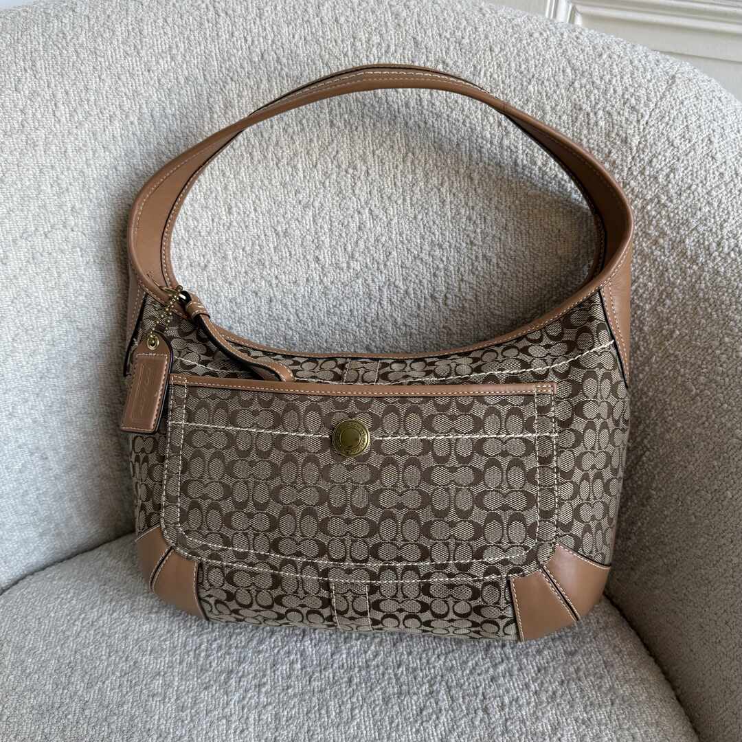 Coach Mini Signature Brown Hobo Shoulder Bag