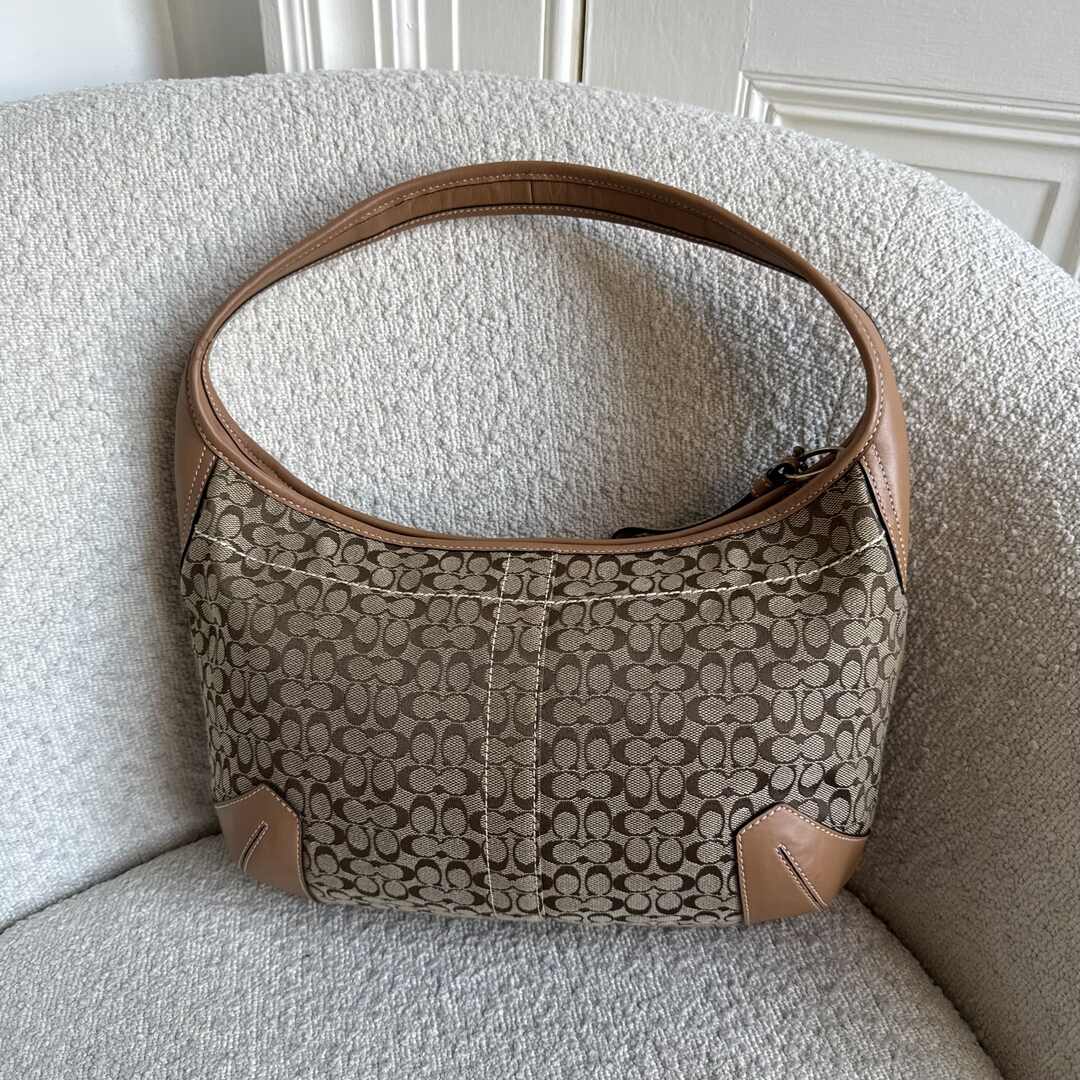 Coach Mini Signature Brown Hobo Shoulder Bag