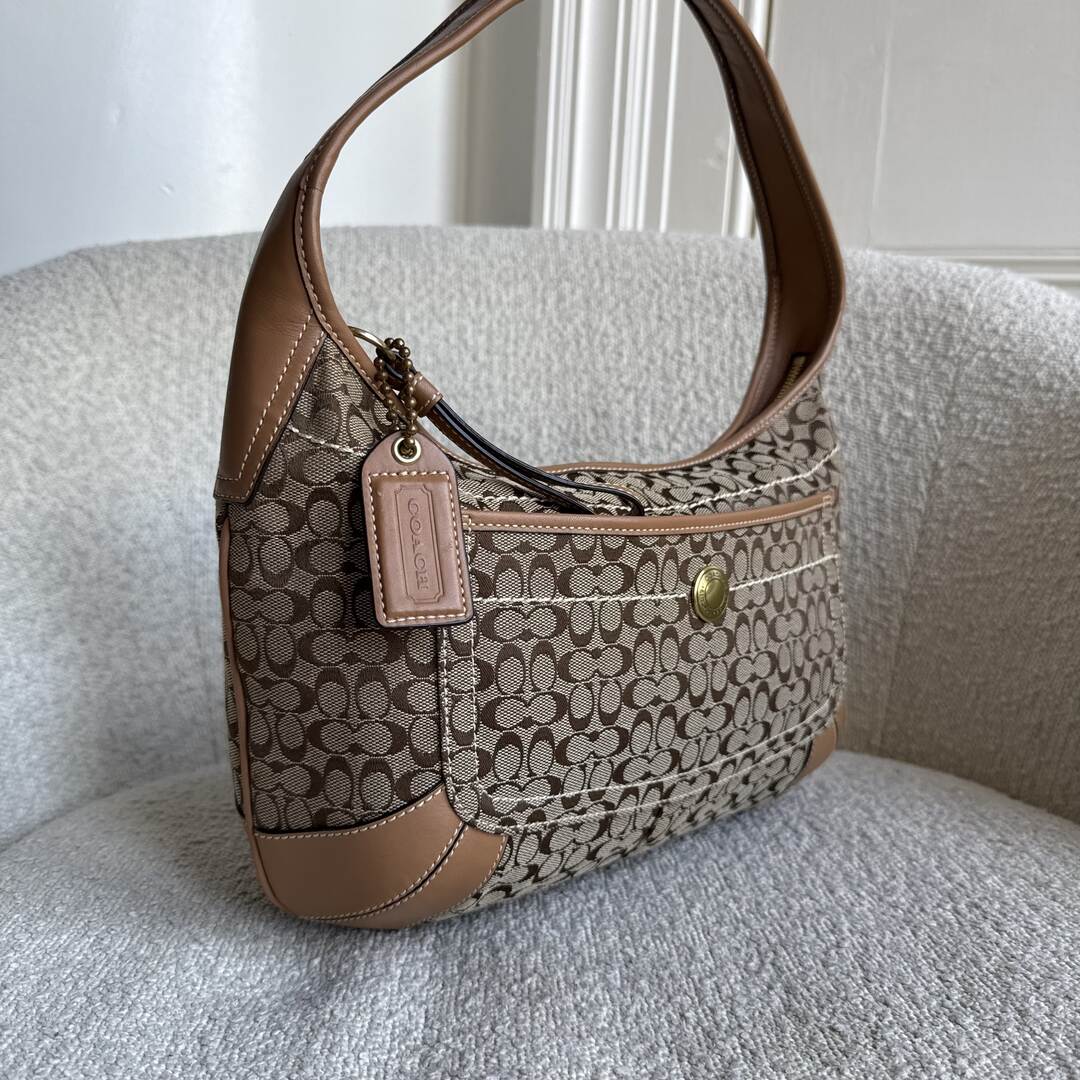 Coach Mini Signature Brown Hobo Shoulder Bag