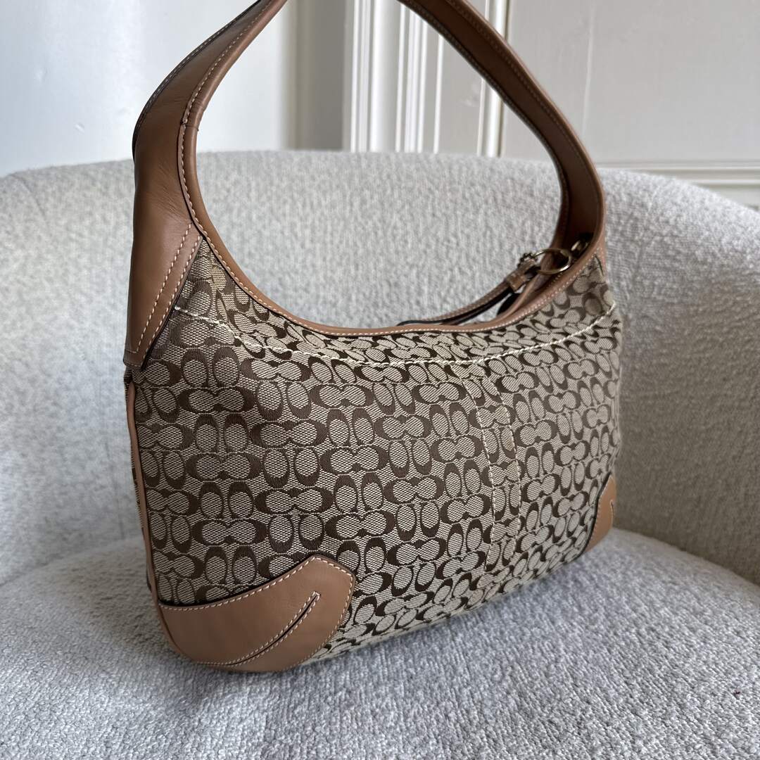 Coach Mini Signature Brown Hobo Shoulder Bag