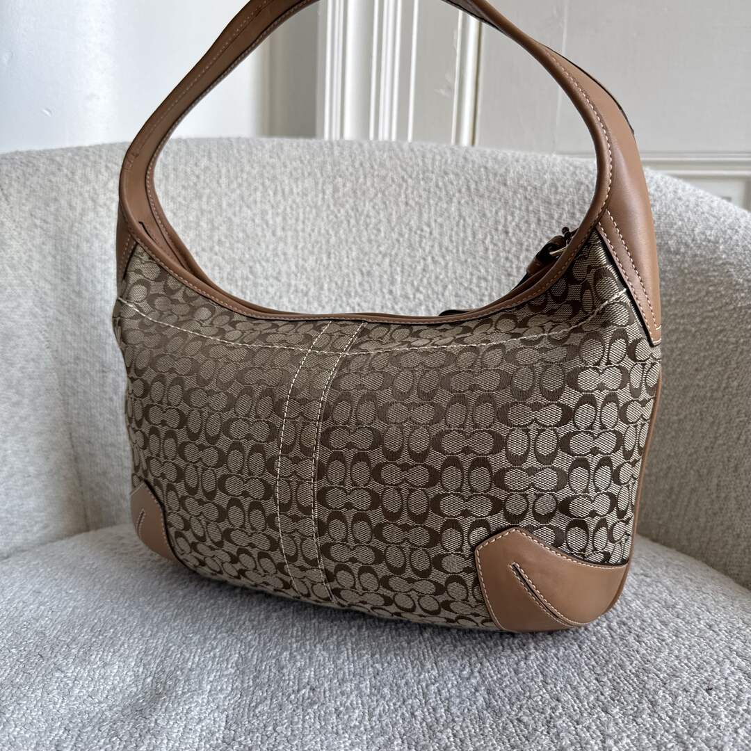 Coach Mini Signature Brown Hobo Shoulder Bag