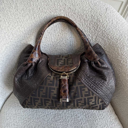 Fendi Zucca Spy Dark Brown Handbag