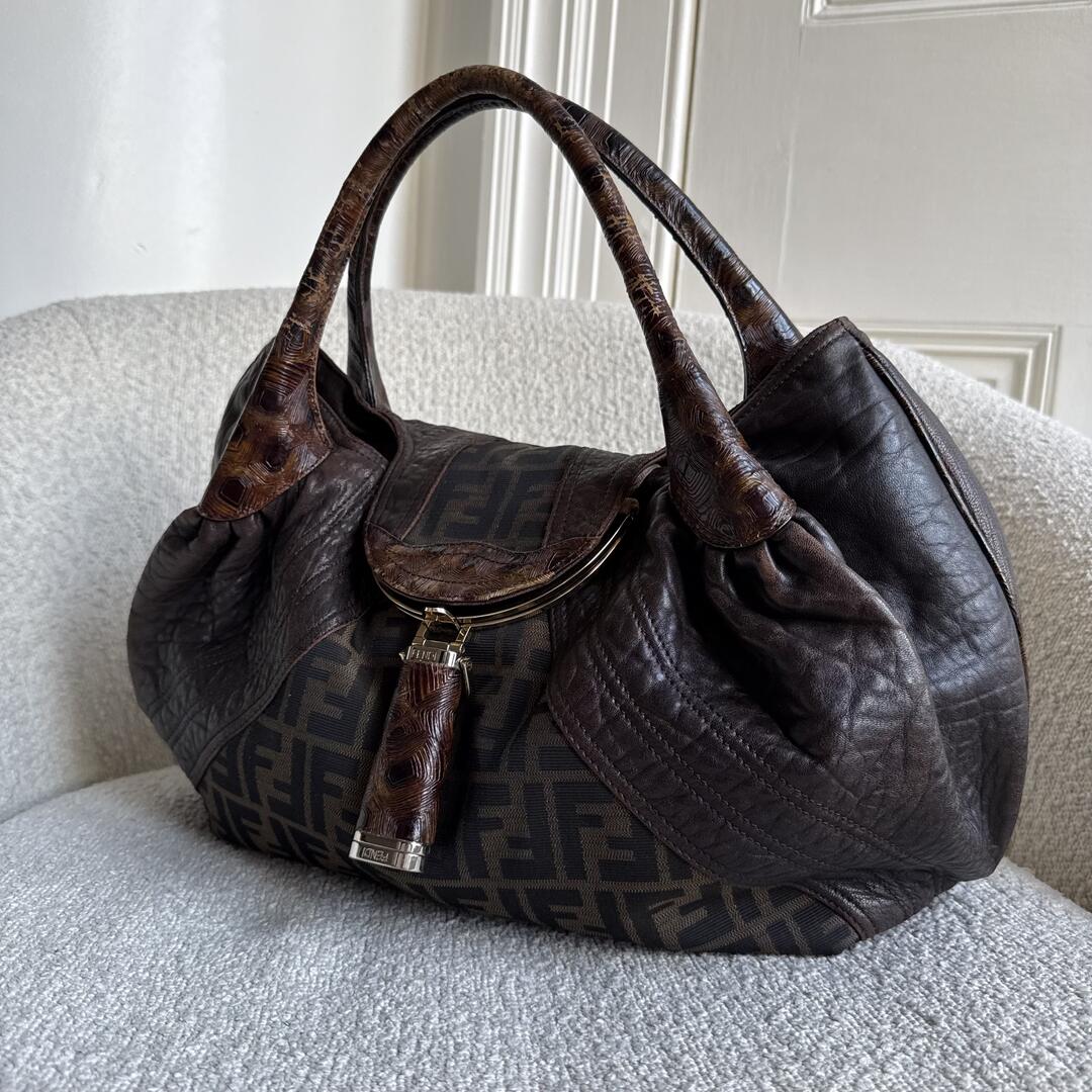 Fendi Zucca Spy Dark Brown Handbag