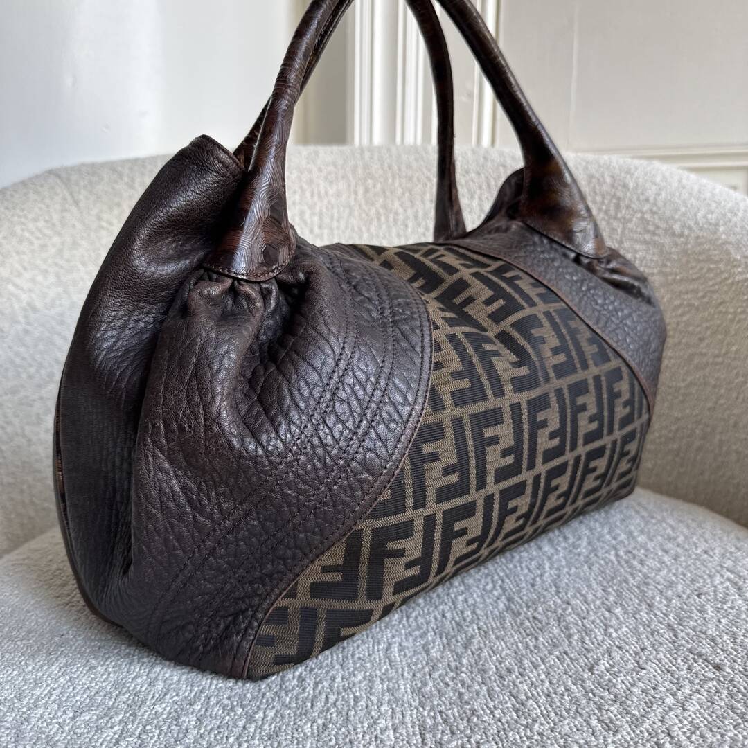 Fendi Zucca Spy Dark Brown Handbag