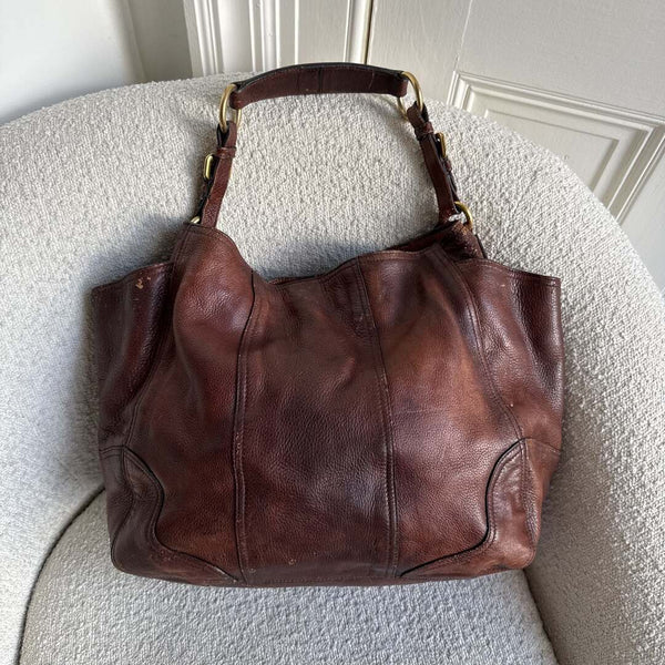 Prada Vitello Daino Brown Leather Large Tote Bag