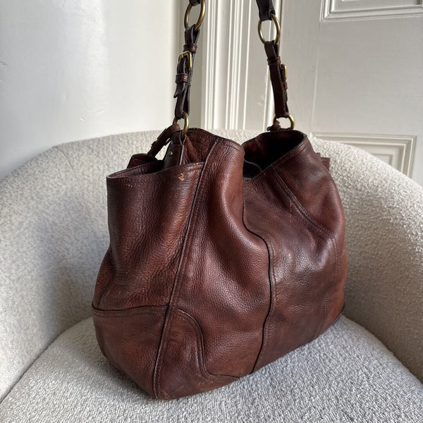 Prada Vitello Daino Brown Leather Large Tote Bag