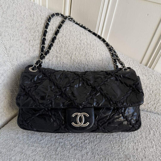 2011 Chanel CC Ultra Stitch Chain Black Medium Flap Shoulder Bag